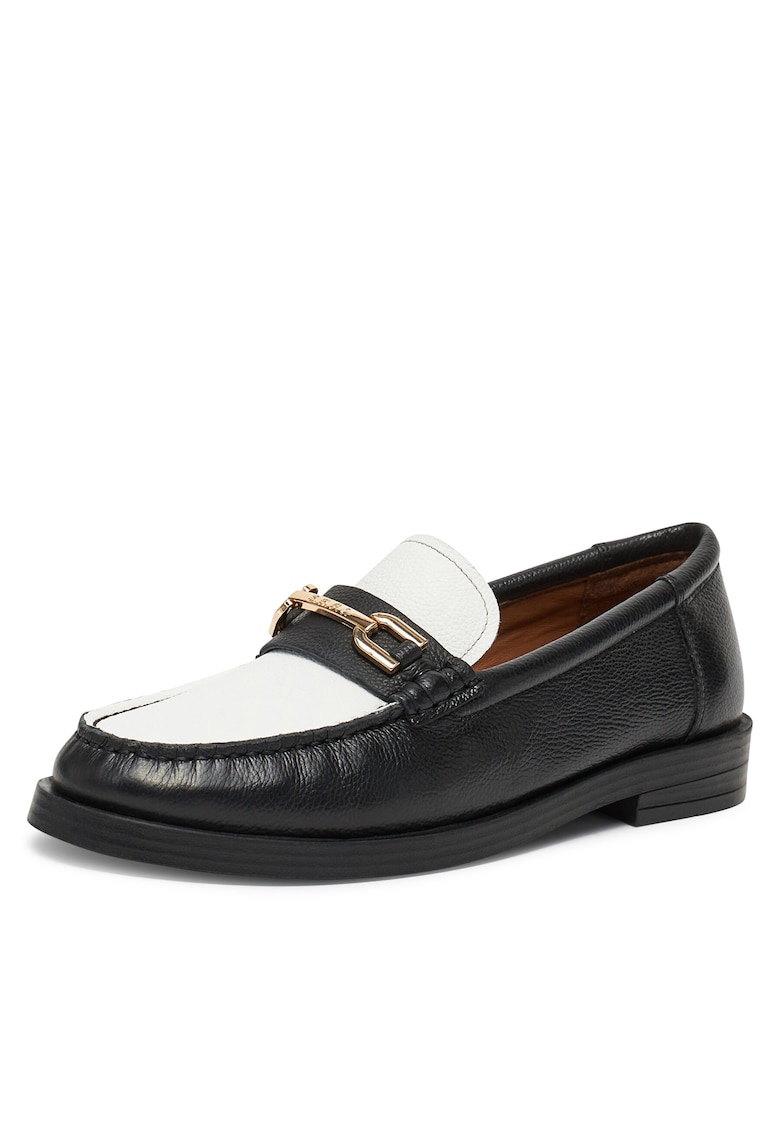 Mocasini dama - piele naturala - negru alb