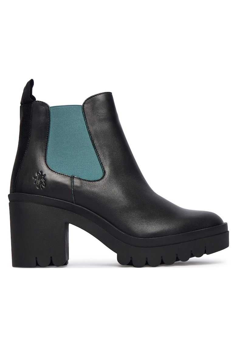 Botine dama piele naturala - negru-verde