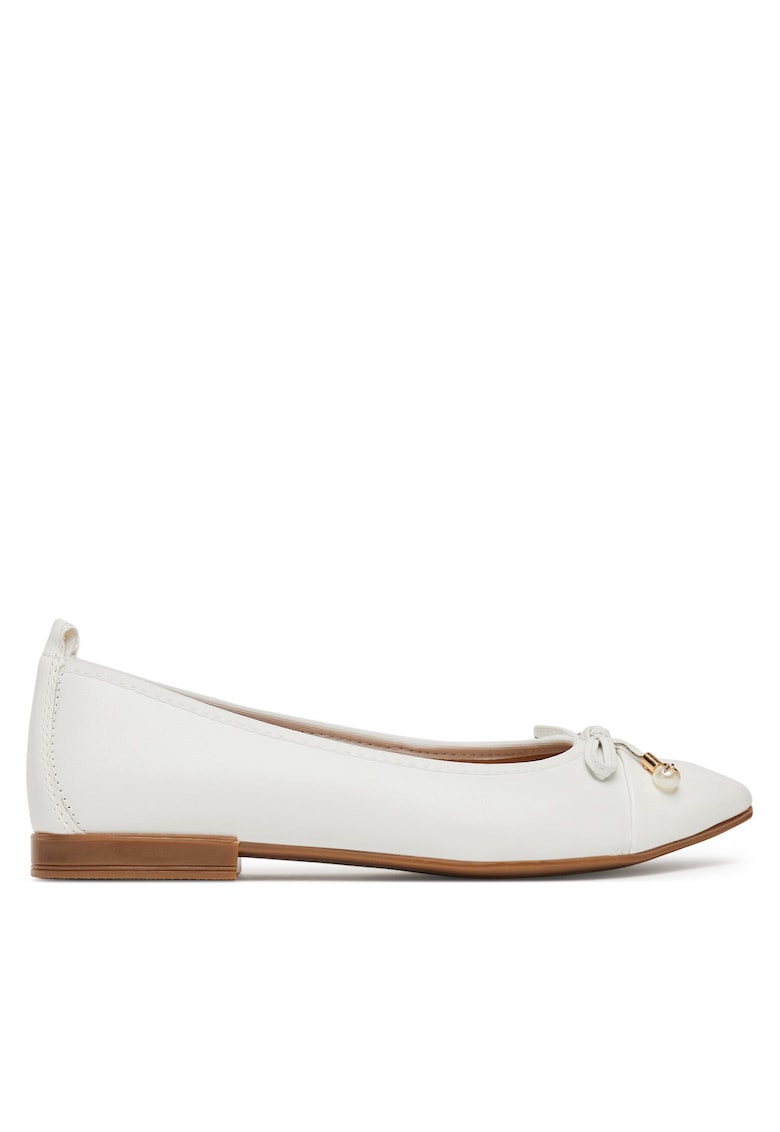 Balerini dama - piele naturala - alb - Alb