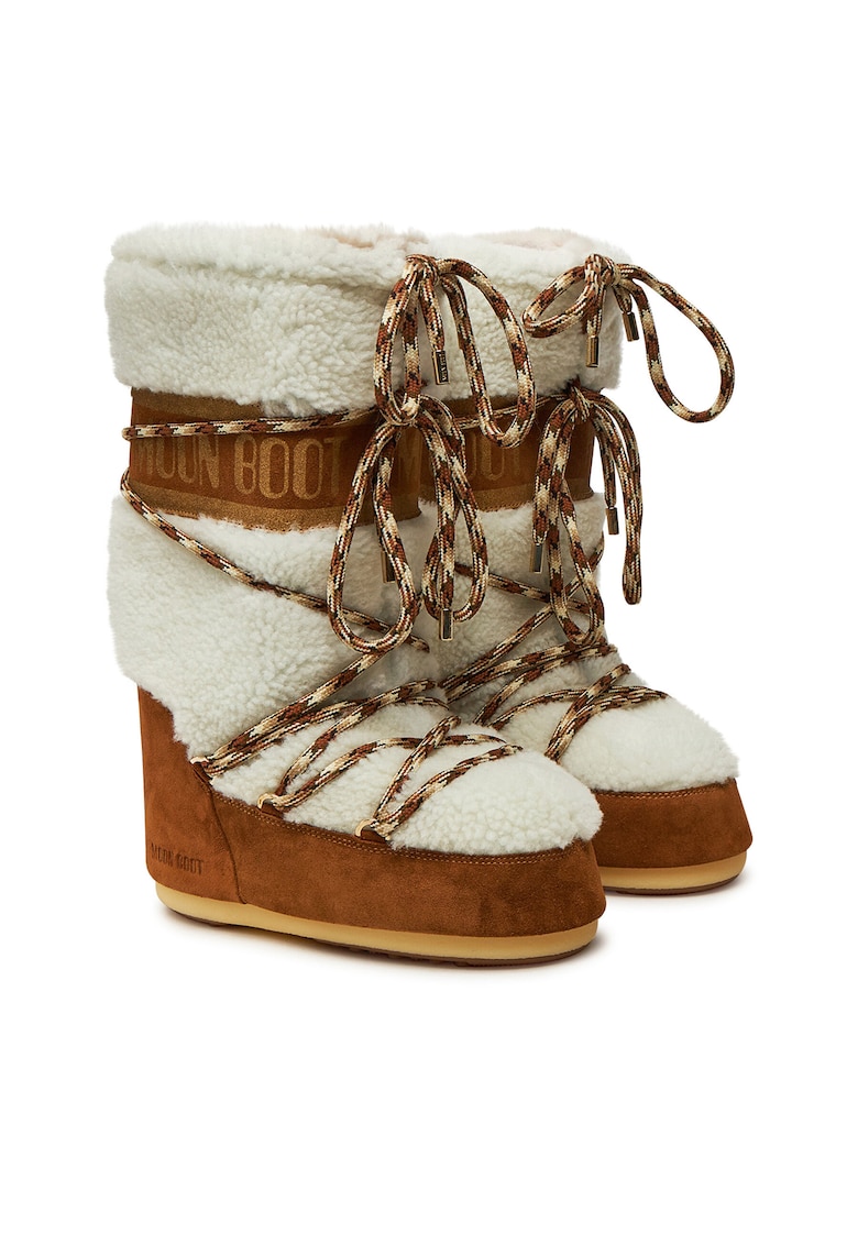 Cizme dama Whisky/Off White - piele naturala - maro/alb -