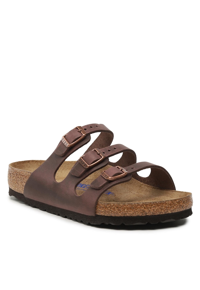 Slapi dama - model Habanna Florida - piele naturala - culoare maro