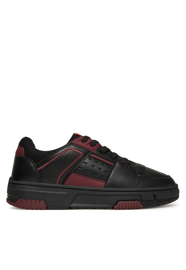 Tenisi barbati model Black 006 - piele ecologica - Negru