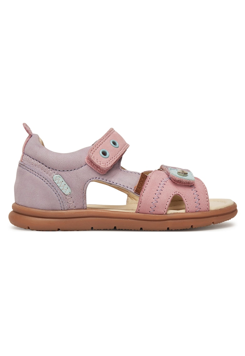 Sandale fete - piele naturala - roz - sistem inchidere Velcro