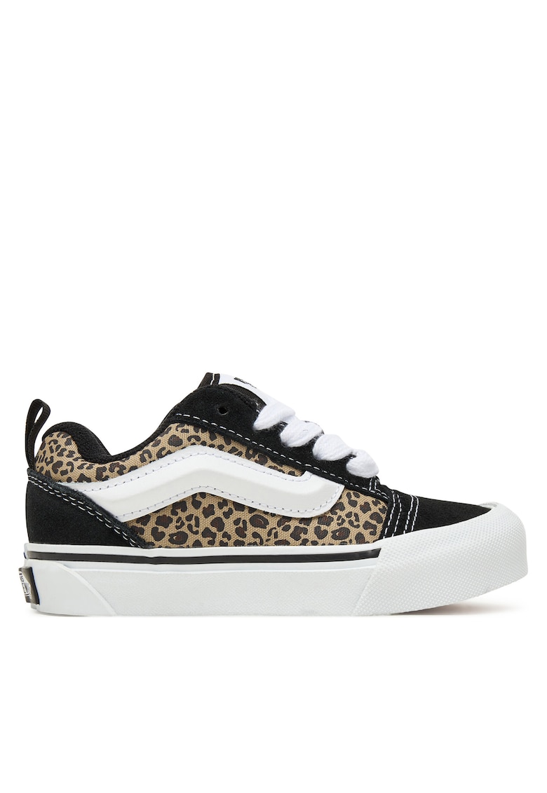 Tenisi copii - model Knu Skool - piele naturala - negru/maro imprimeu leopard