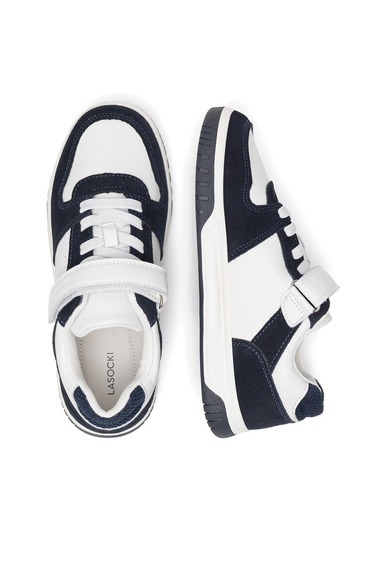 copii - tenisi - bleumarin alb - piele naturala - Alb/Bleumarin