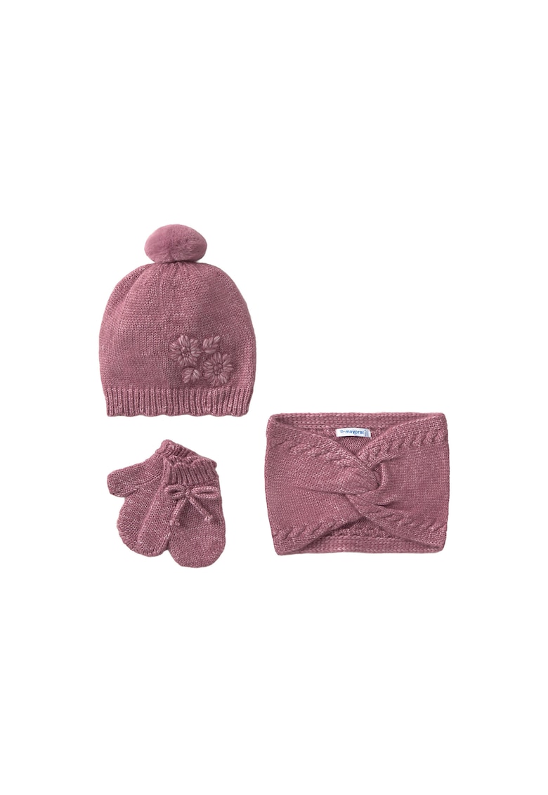 Set accesorii copii - caciula - fular - manusi - roz - 49