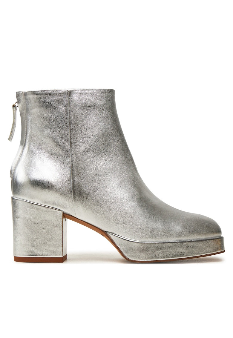 Botine dama Elton - argintiu - piele naturala
