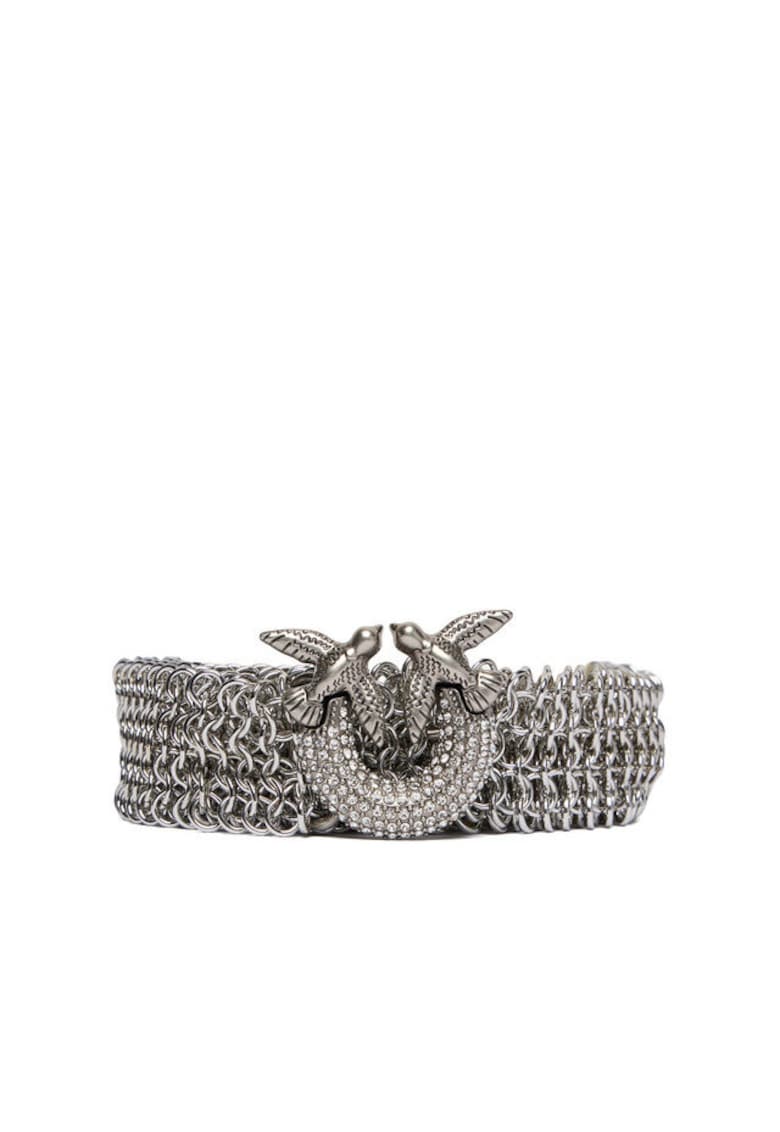 Plastic Metal Mesh A2X8 Pinko curea dama femeie Metal Mesh A2X8 Strass Buckle Belt H dama