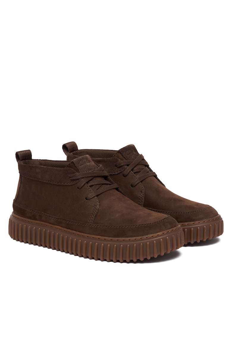 Clarks Ghete barbati Dark Brown Nub - piele naturala - model Torhill LaceHi