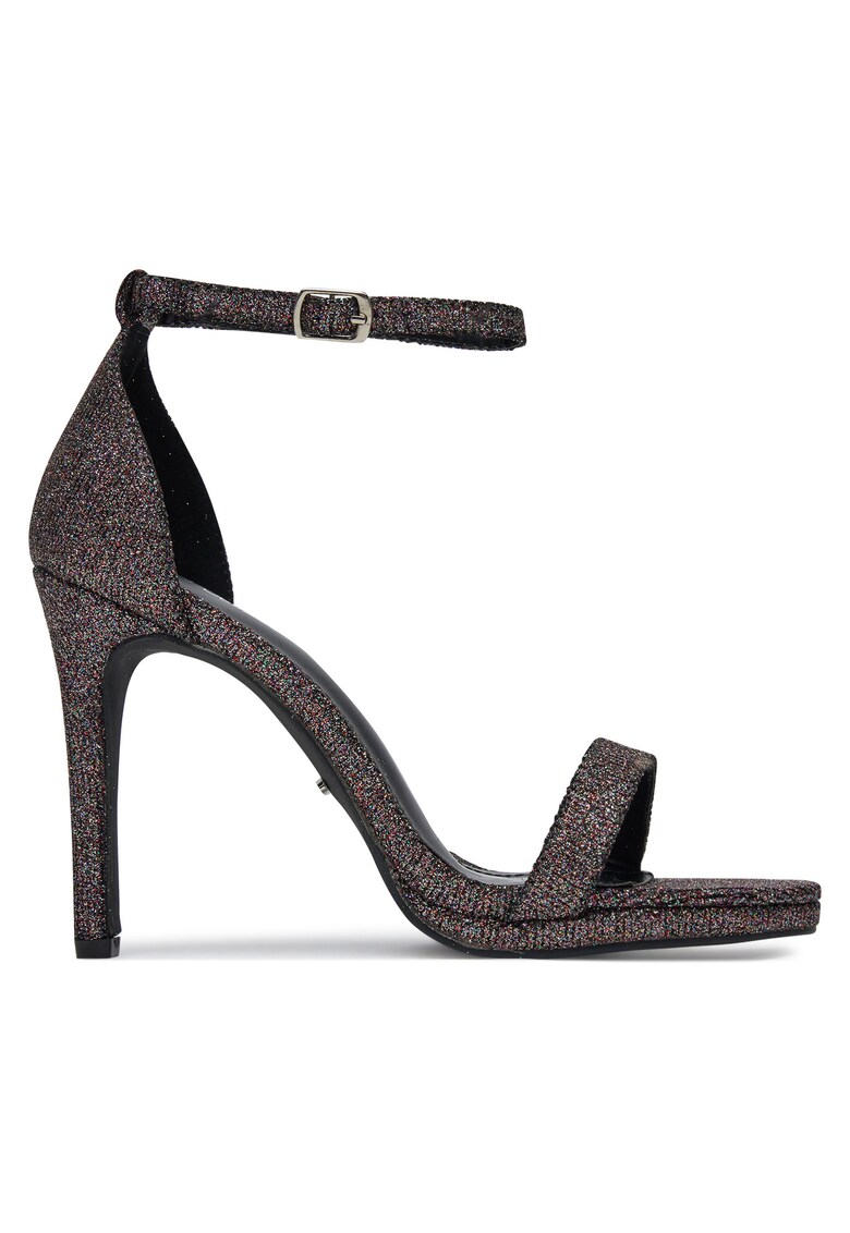 Sandale cu toc dama NEW BUENA - tesatura - negre