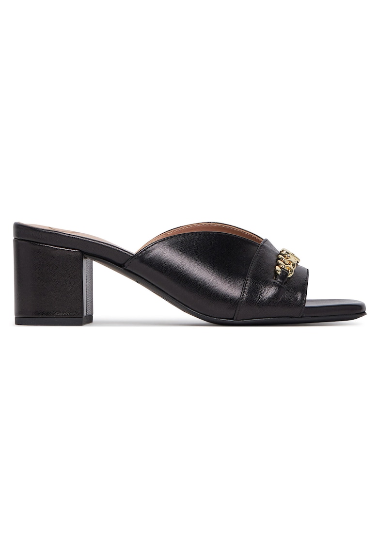 Love Moschino Slapi cu toc dama din piele naturala - negru