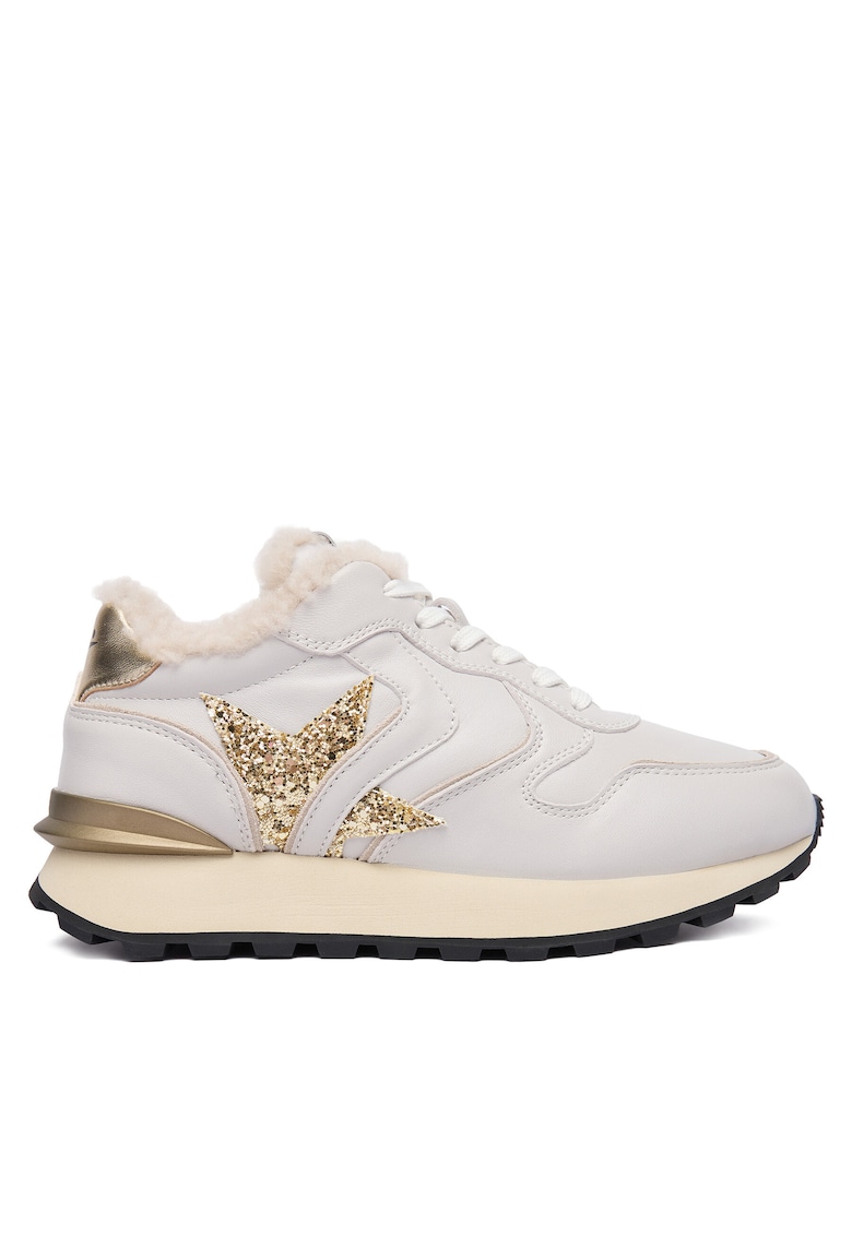 Pantofi sport dama Ice 0B11 - piele naturala - alb/auriu