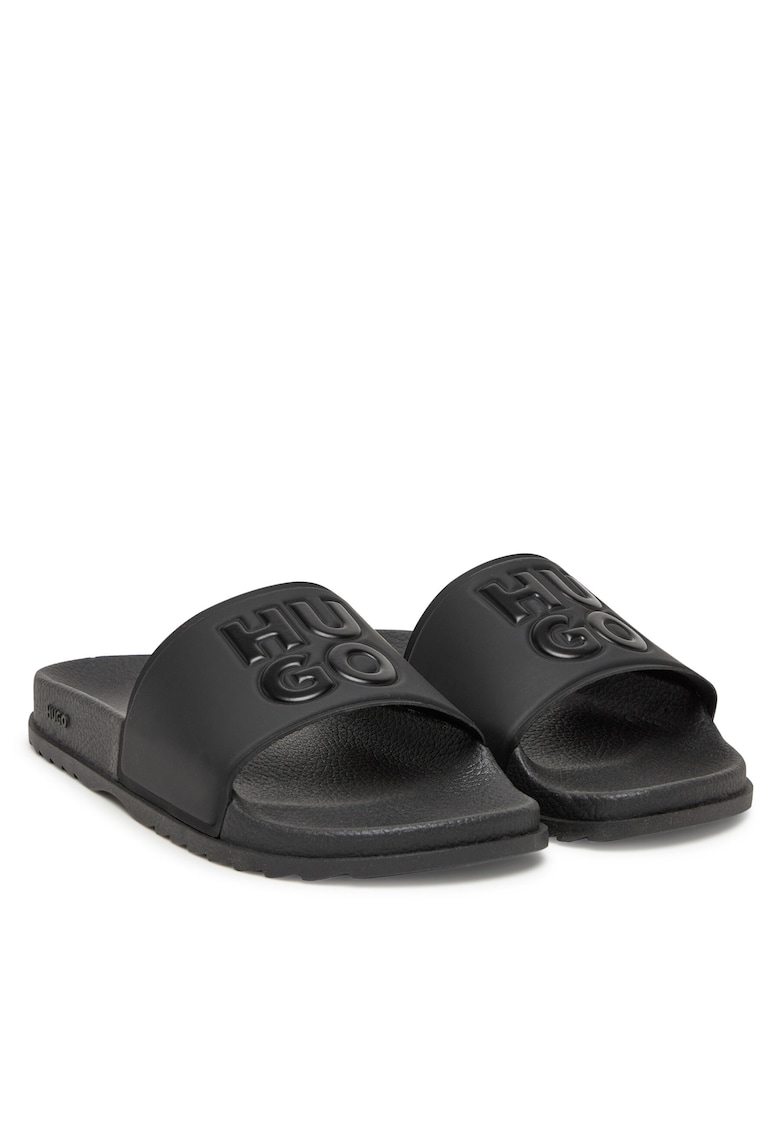 Slapi model Black 001 - material sintetic - negru -