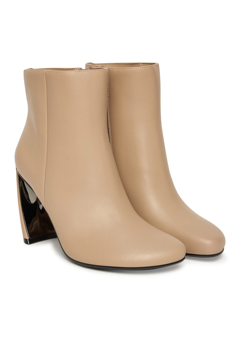 Botine femei - piele naturala - bej -