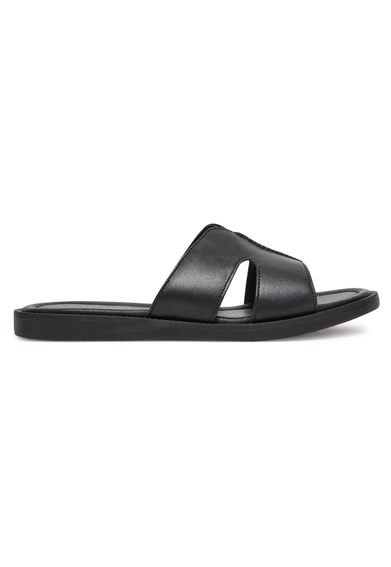 Papuci dama - piele naturala - negru - confortabili
