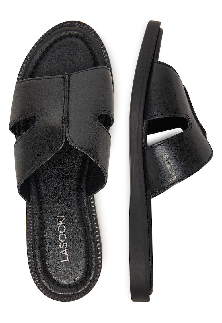 Slapi dama - din piele naturala - culoare negru