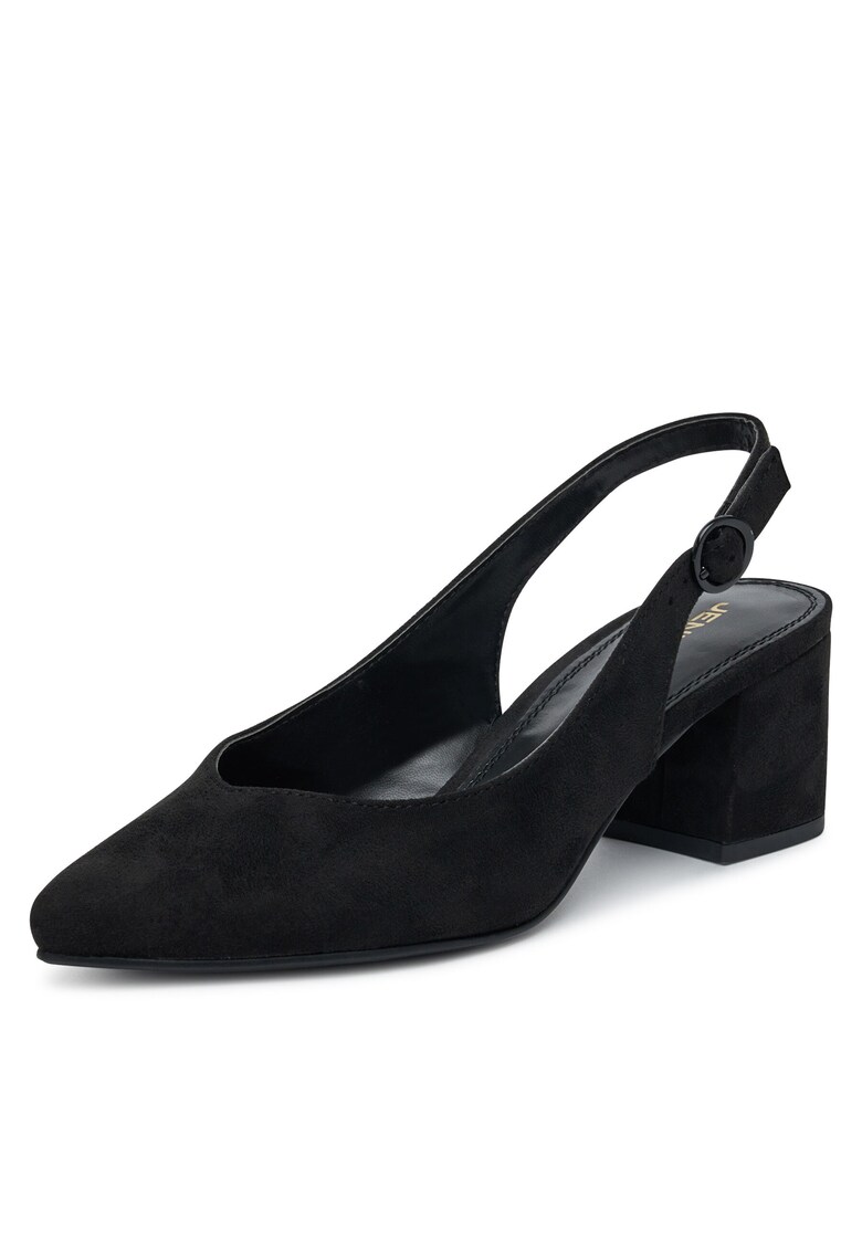 Sandale dama - cu toc - negre - tesatura