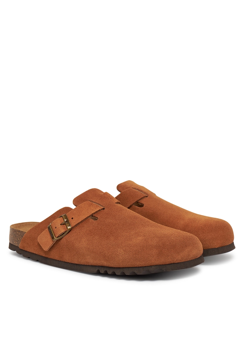 Slapi barbati - piele naturala - maro -