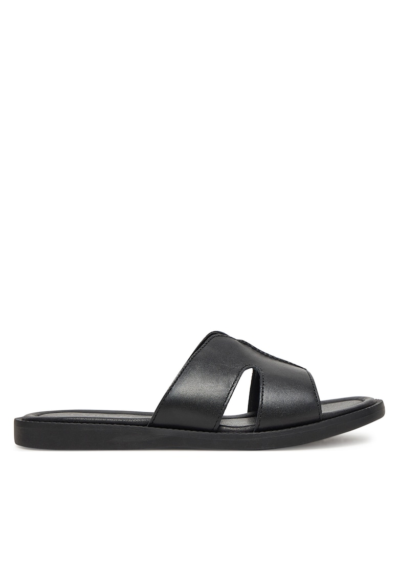 Papuci dama - piele naturala - negru - confortabili