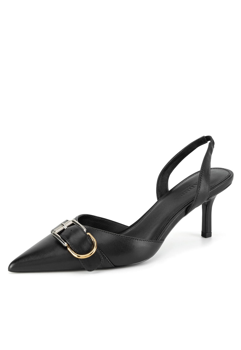 Pantofi d'Orsay din piele cu varf ascutit si catarama decorativa HOLLY-V1681-311 - Negru