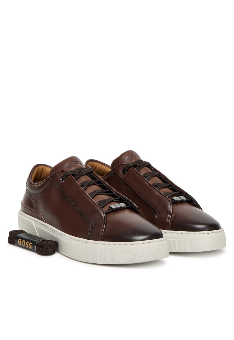 Tenisi barbati model 205 Gary - piele naturala - maro