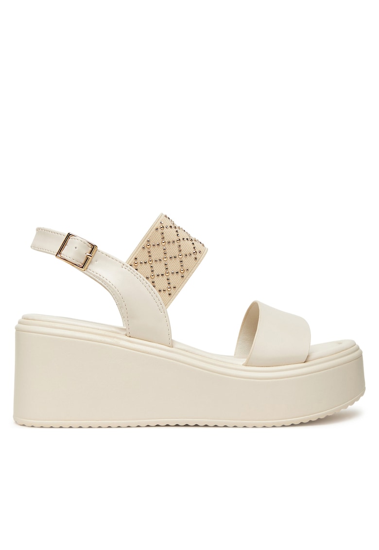 Sandale dama - crem - material sintetic