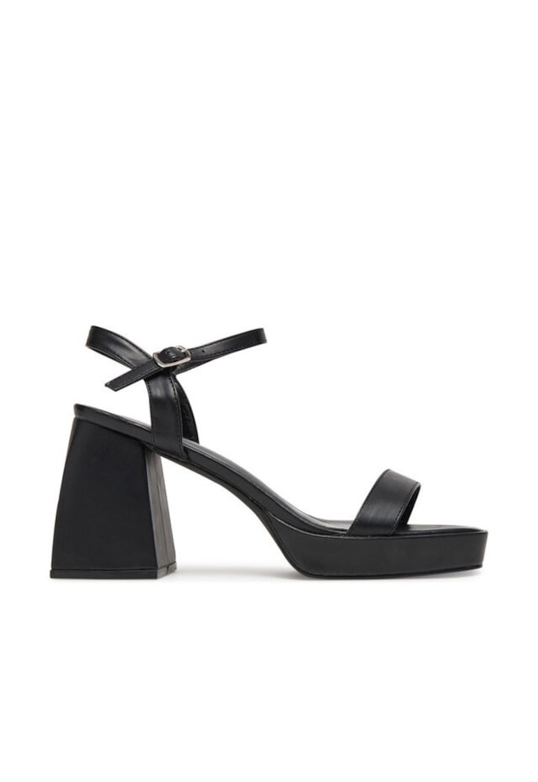 Sandale cu toc dama - negru