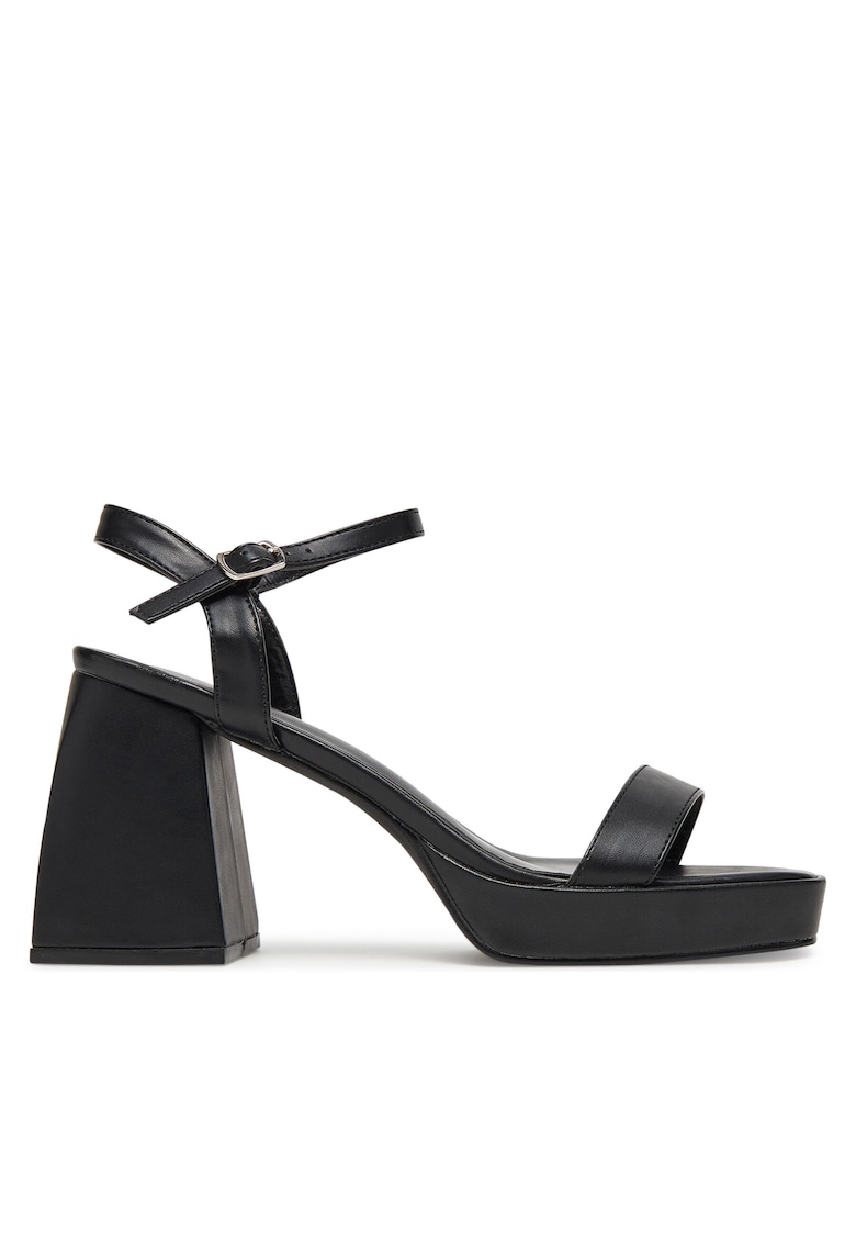 Sandale cu toc dama - negru