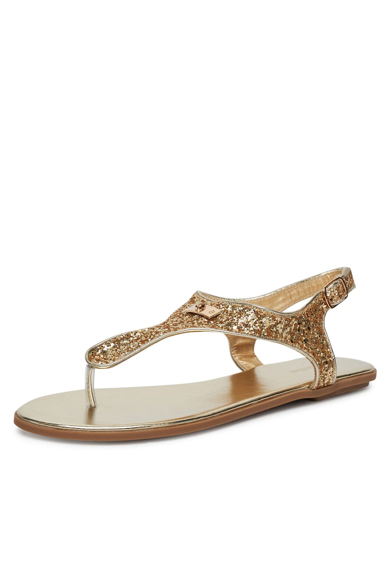 Sandale dama - auriu - material sintetic - cu catarama -