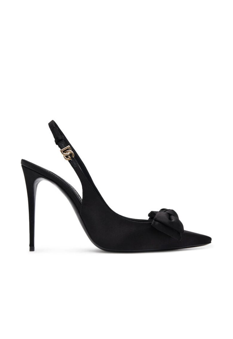 Sandale dama - Dolce Gabbana - pantofi cu toc - culoare neagra - material textil -