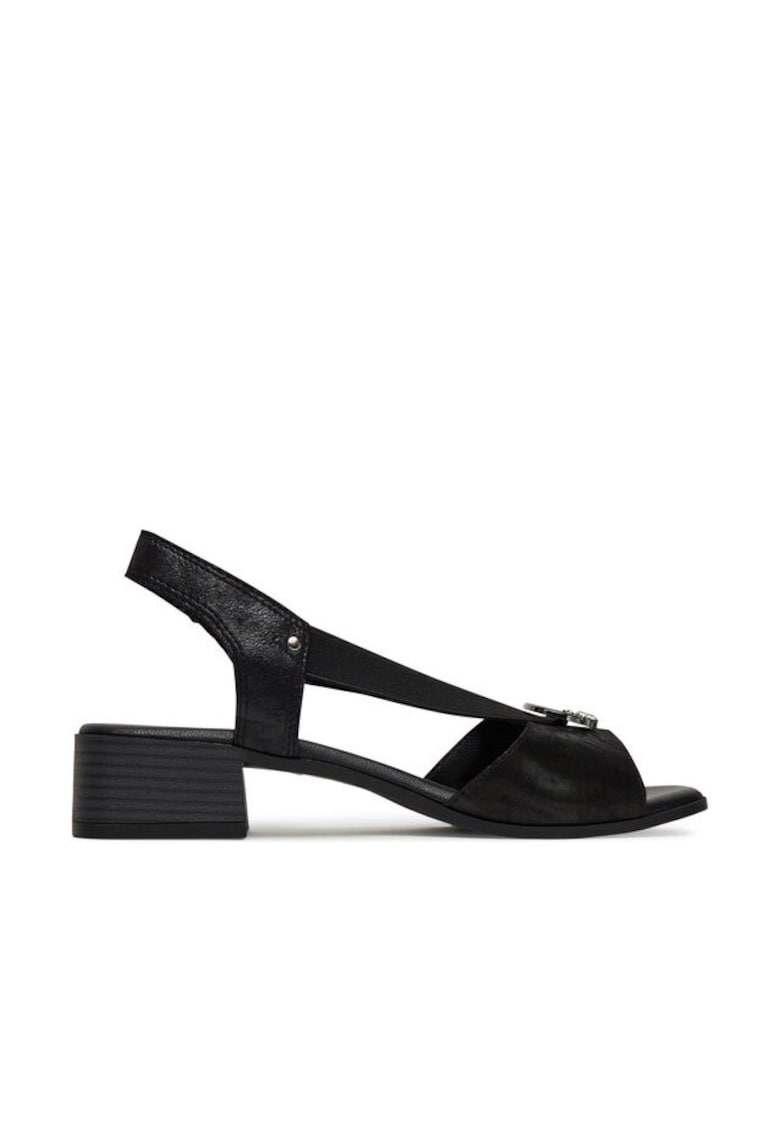 Sandale dama piele naturala toc bloc - Negru