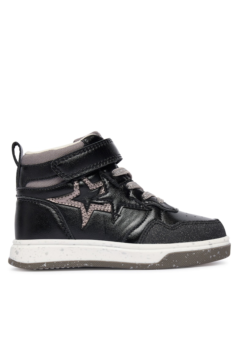 Pantofi sport copii - adidasi fete - mat metalizat - negru - piele ecologica