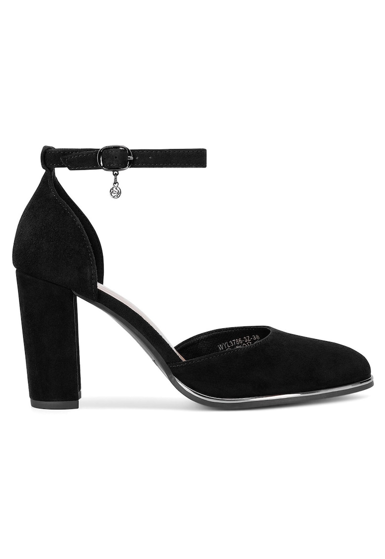 Sandale dama - cu toc - piele naturala - negru
