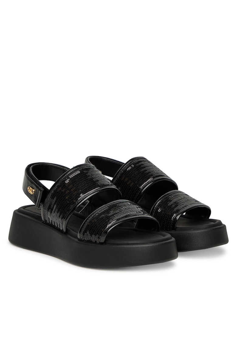 Sandale dama - piele ecologica - negru - sistem inchidere Velcro