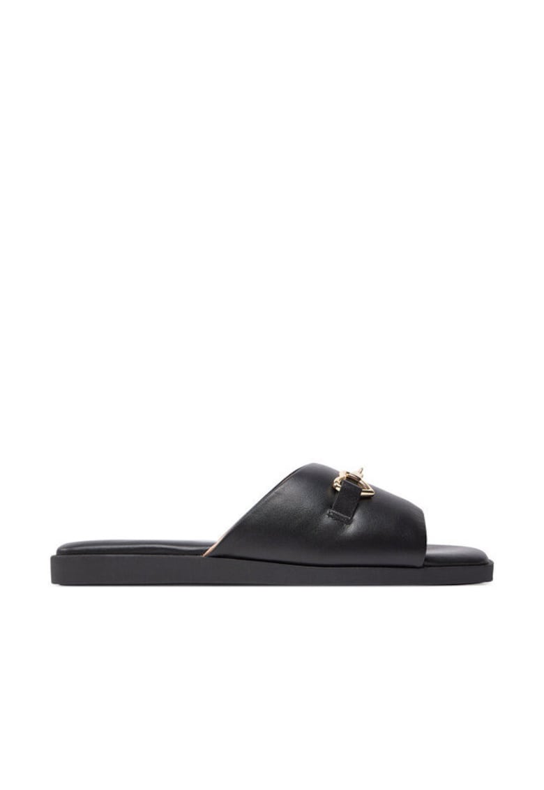 Slapi dama - negru - piele naturala -
