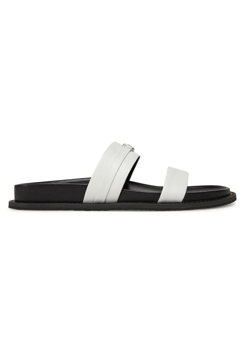 Slapi dama - Optic White - piele naturala - model Mandy Flat Sandal