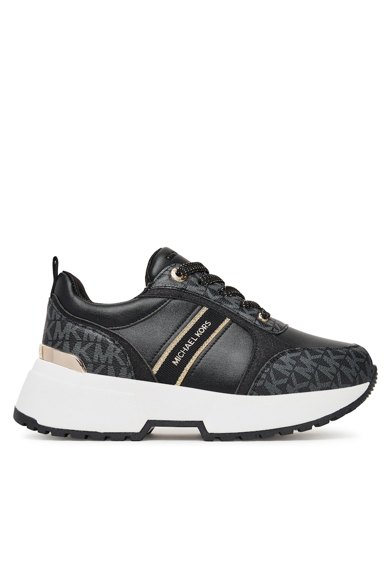 Pantofi sport copii - sneakers fete - negru/aur pal - piele ecologica