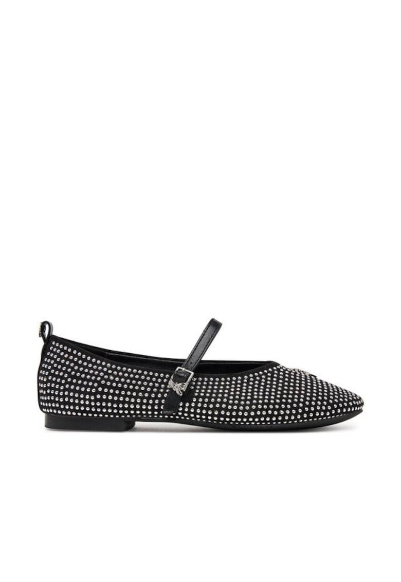 Balerini dama - textil - negru/argintiu