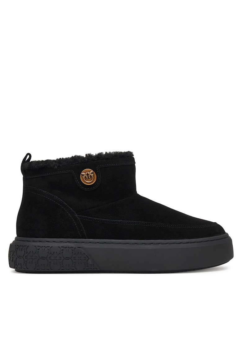 Cizme dama - piele intoarsa - negru - calduroase -
