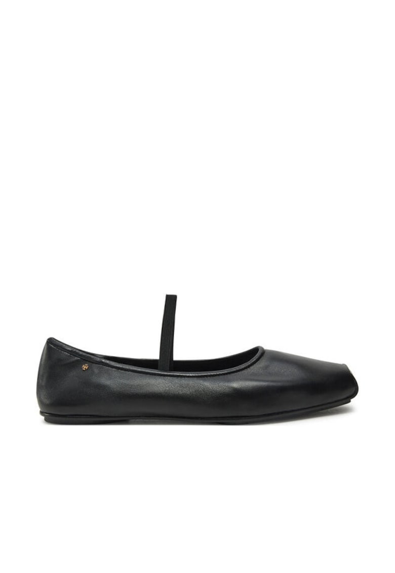 Balerini dama - piele naturala - cu bareta - negru