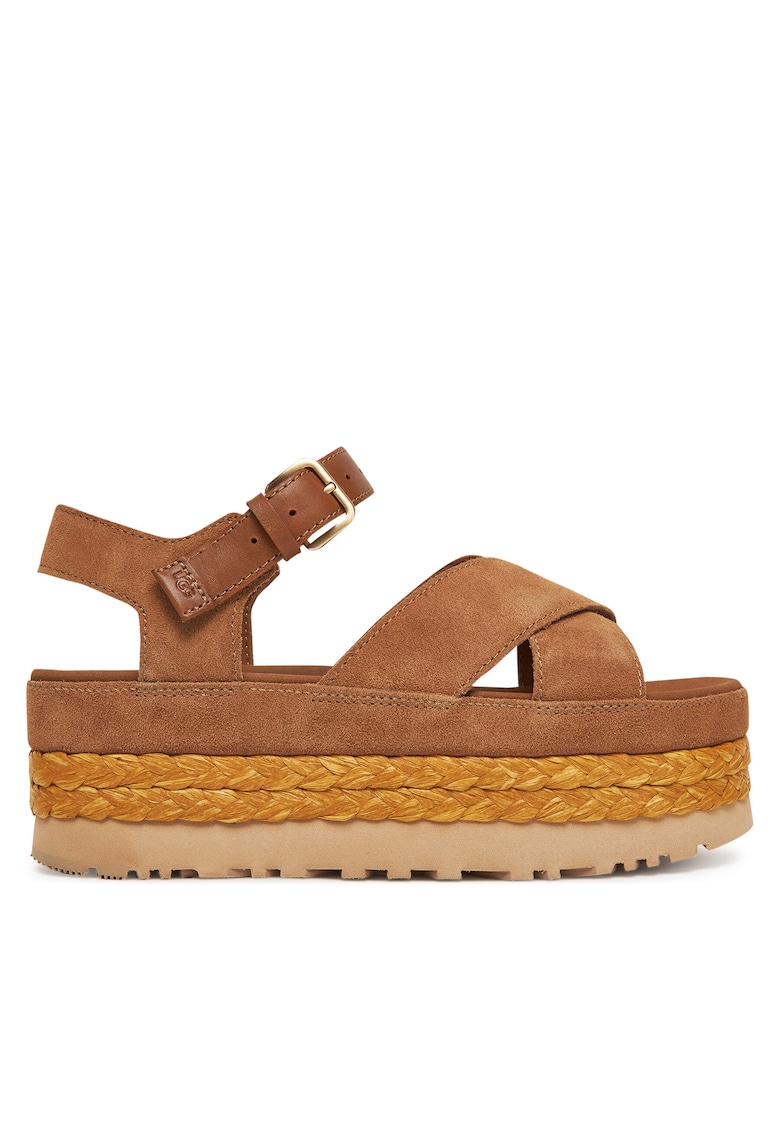 Sandale dama espadrile femei - piele naturala - model cu bareta la glezna - Maro W Aubrey