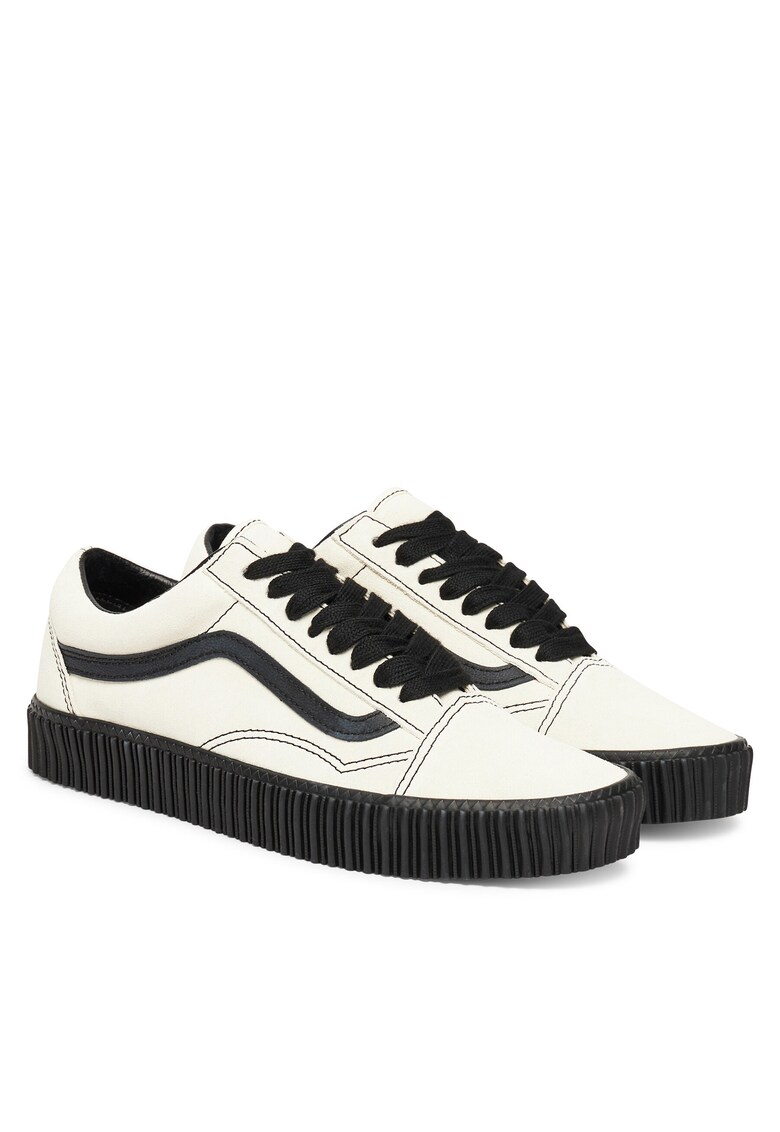 Tenisi unisex Classic White Old Skool Creeper - piele naturala - alb