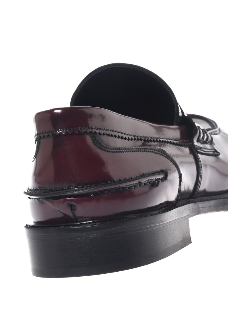 Pantofi loafer de piele cu aspect lacuit - Visiniu