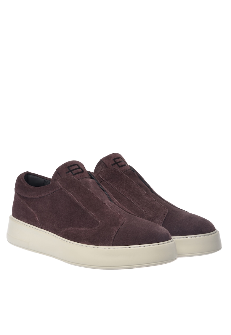 Pantofi sport low-cut de piele intoarsa - Visiniu