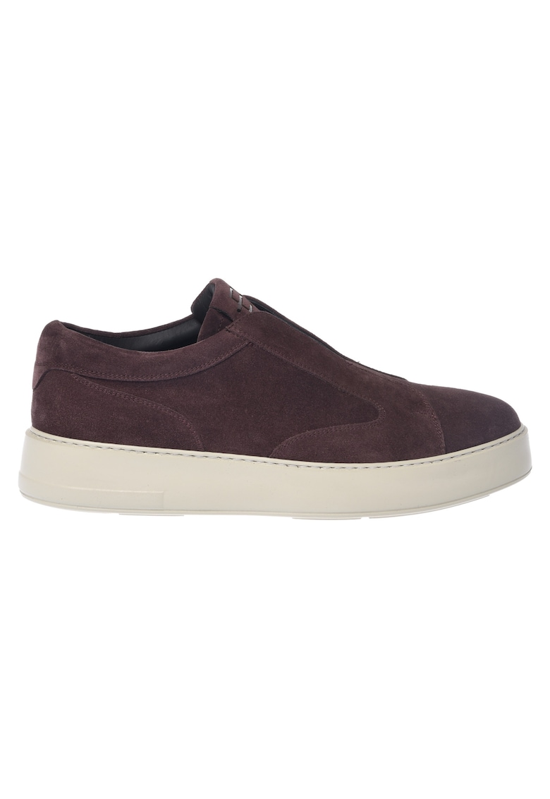 Pantofi sport low-cut de piele intoarsa - Visiniu