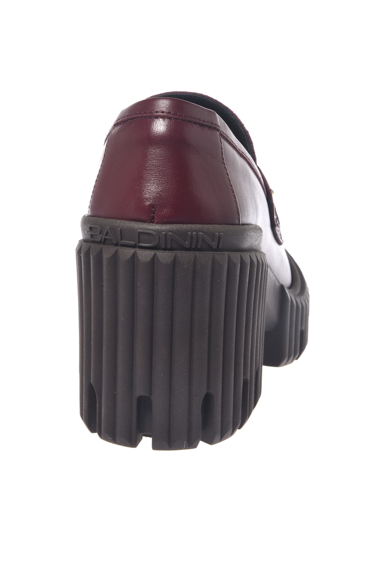 Pantofi loafer de piele si piele intoarsa cu toc masiv