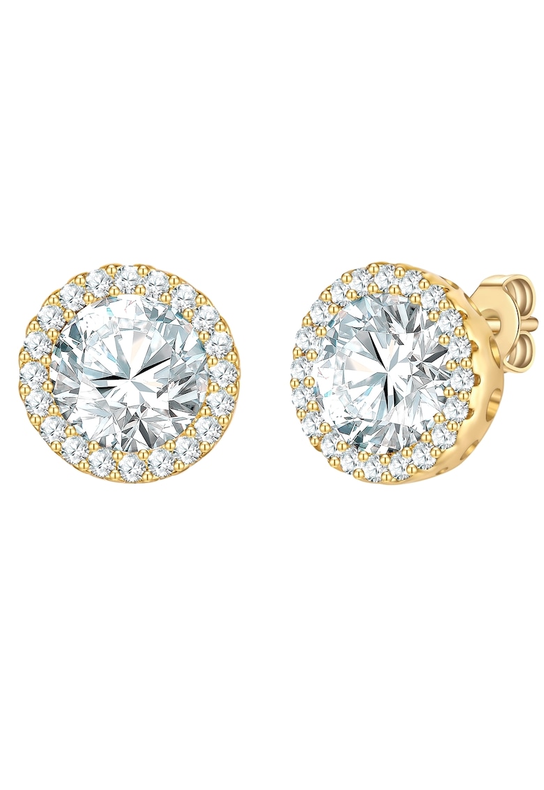Cercie cu tija - placati cu aur de 14K cu zirconia - Auriu