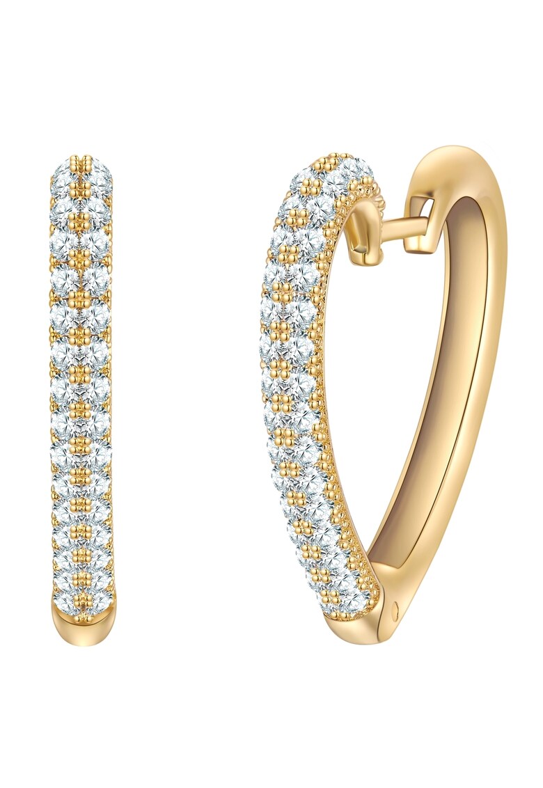 Cercei placati cu aru de 14K cu zirconia - Auriu