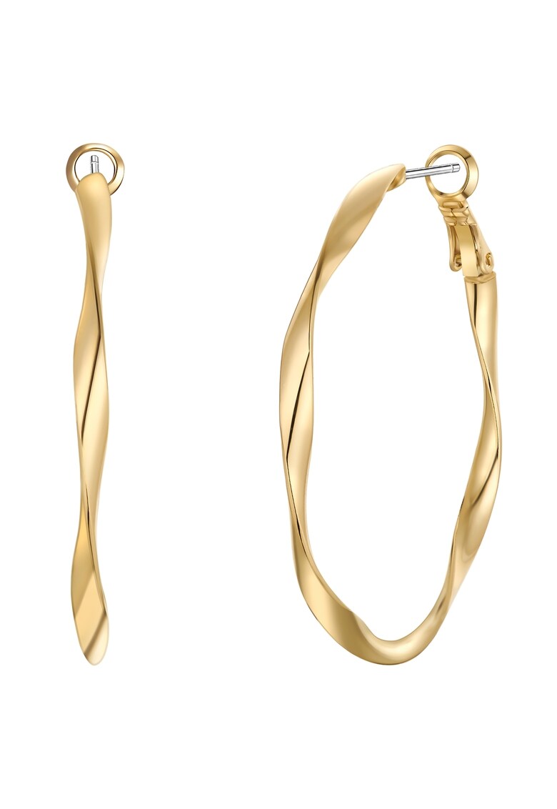 Cercei rotunzi placati cu aur galben de 14K - Auriu