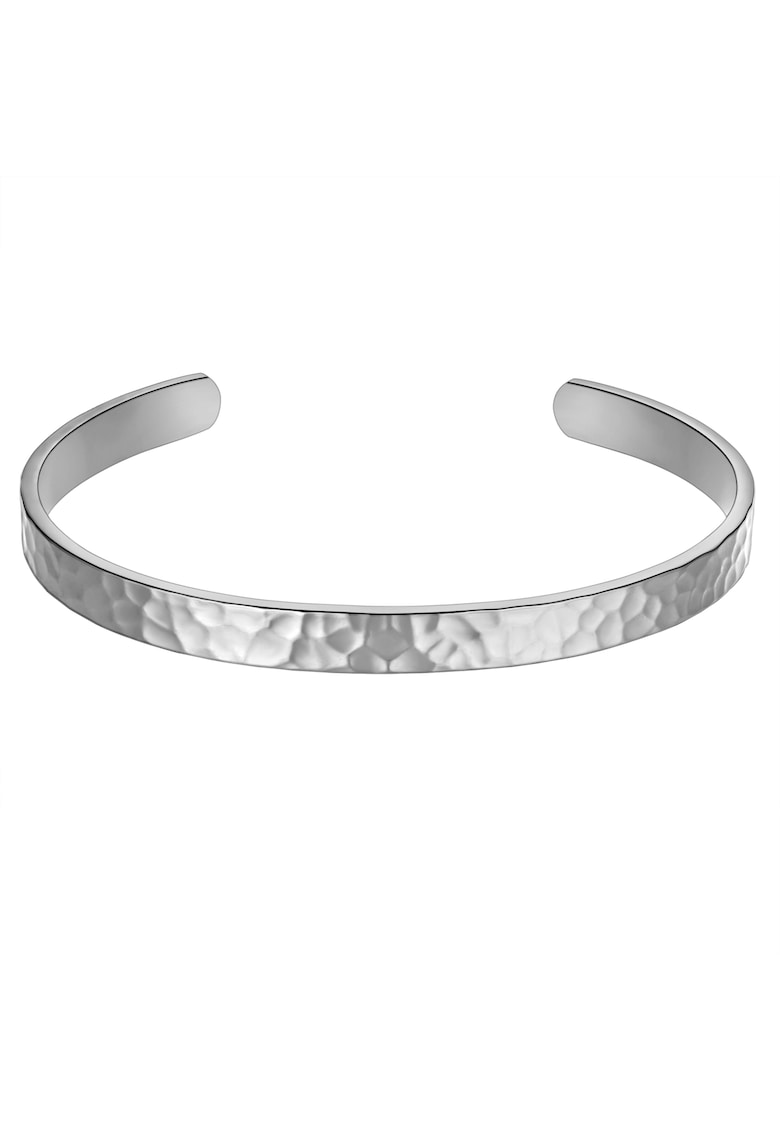 Bratara rigida texturata de otel inoxidabil - Argintiu